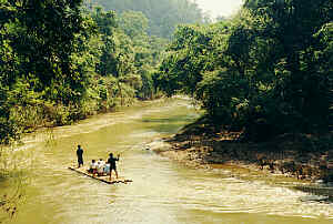 Bamboo rafting, Ping River (Maenam Ping), Chiang Mai Province, Northern Thailand.