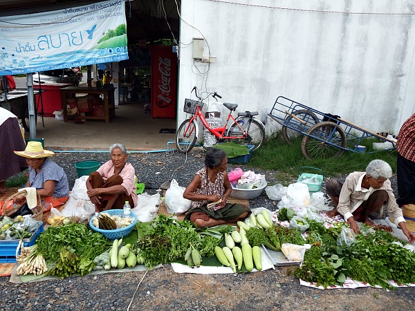 Thailand Vegetable Market in Khwao Sinarin Village, Province Surin